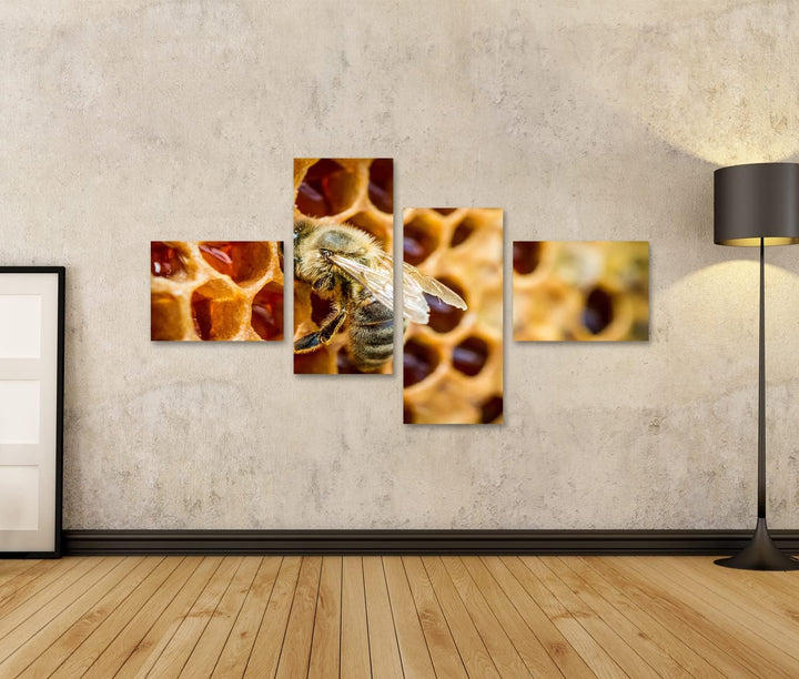 islandburner Bild auf Leinwand Bienen In Einem Bienenstock Auf Bienenwabe Bilder Wandbilder Poster L