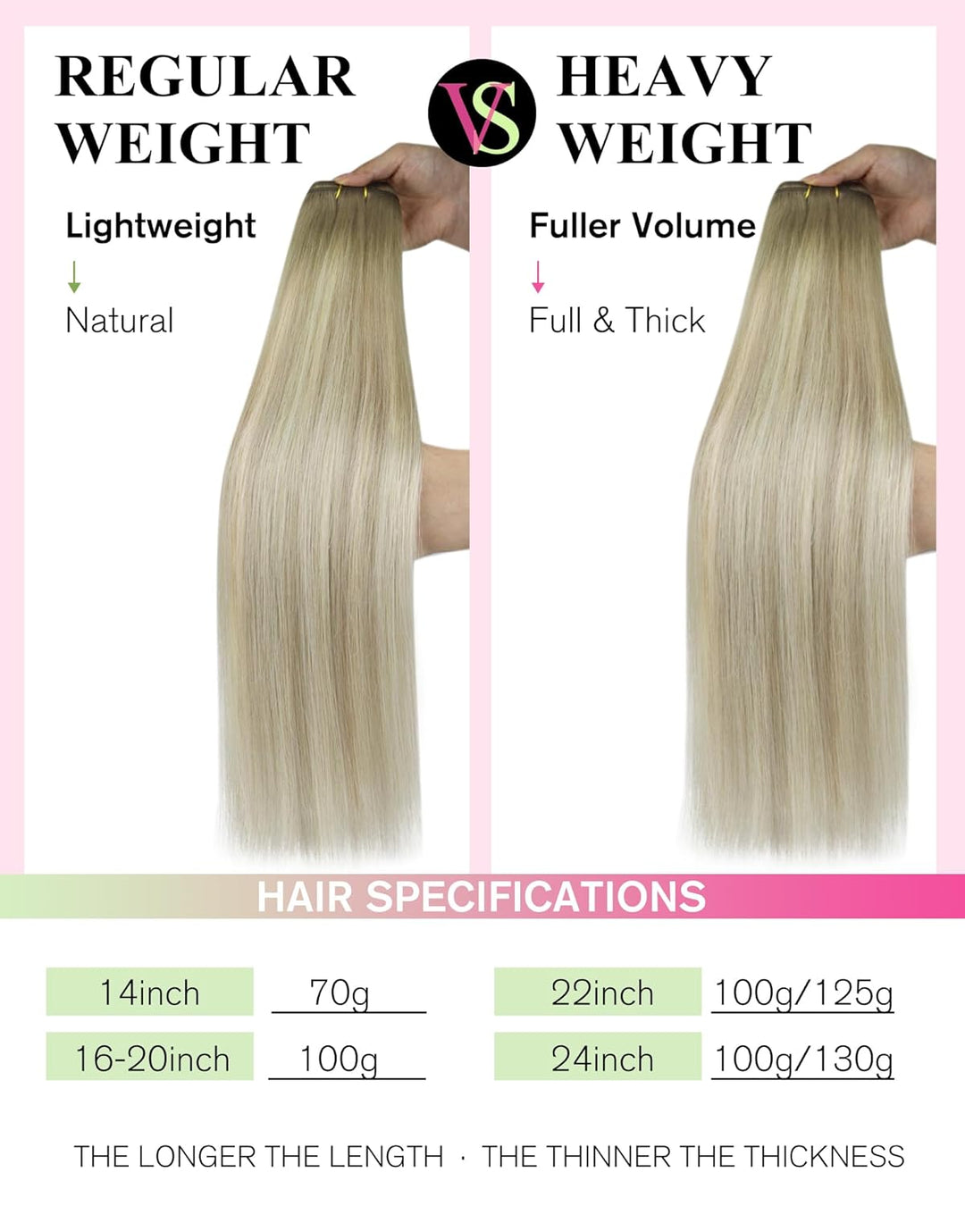 YoungSee Echthaar Tressen zum Einnähen Blond 35cm Tressen Echthaar Aschblond Ombre Blond Haartressen