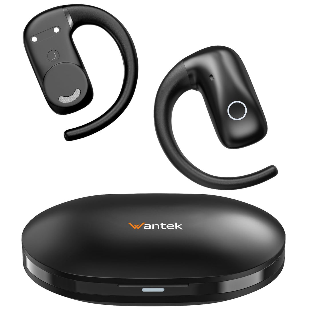 Wantek Open-Ear Kopfhörer Bluetooth, Sicherer und komfortabler Sitz, Klare Anrufe, 40 Stunden Akkula