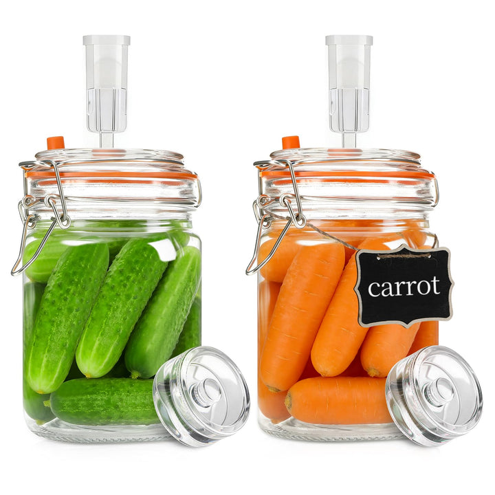 2 Stück Fermentierglas,750ml Fermentationsglas mit Deckel, Einmachglas mit Gärventi & Gewicht, Ferme