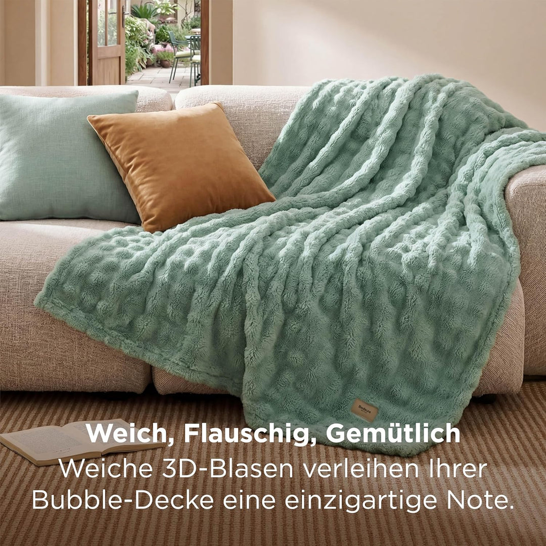 BEDSURE Kuscheldecke Flauschig Bubble Decke - Geschenke für Frauen Sofadecke, Wolldecke & Fleecedeck
