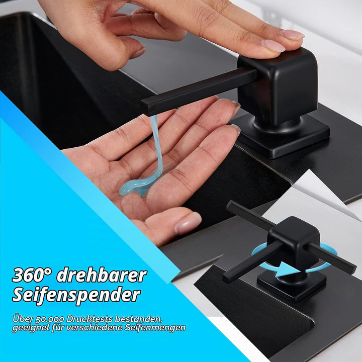 CREA Spülmittelspender Küche Einbau, Seifenspender Einbau Küche, Seifenspender für Spülbecken mit 50