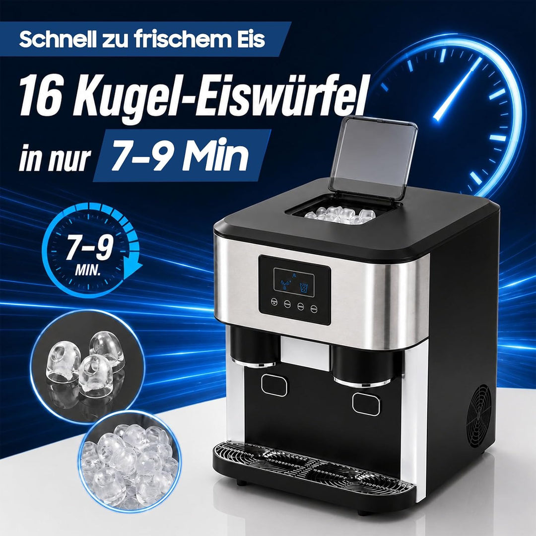 3-in-1 Eiszubereiter - Eiskubermaschine für Gehacktes Eis und Eiswürfel, 10-15 kg Eis pro Tag in 8-1