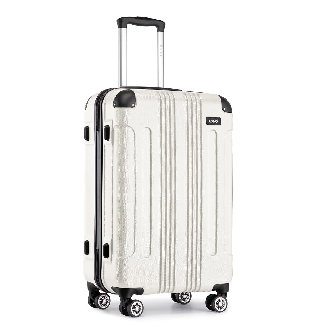 KONO Trolley Handgepäck Koffer 55x35x20cm Rollkoffer Reisekoffer mit 4 Rollen und Schloss (Beige), B