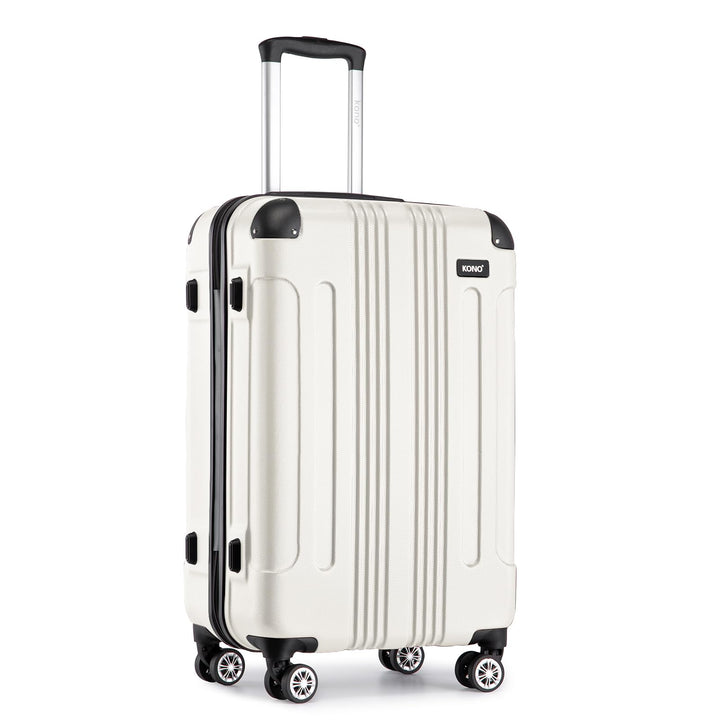 KONO Trolley Handgepäck Koffer 55x35x20cm Rollkoffer Reisekoffer mit 4 Rollen und Schloss (Beige), B