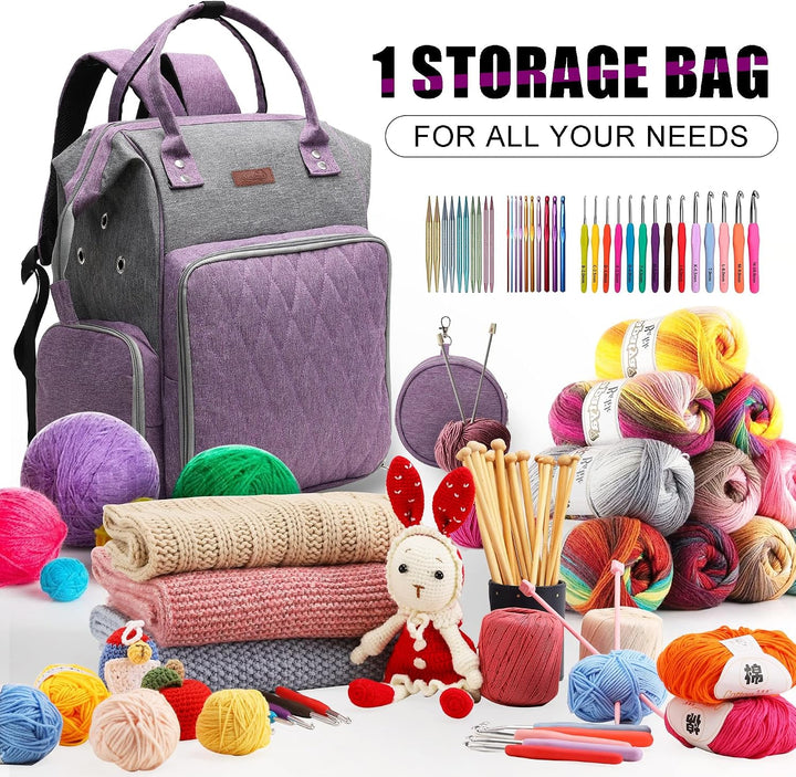 KOKNIT Stricktasche mit grossem Fassungsvermögen, tragbare Häkeltaschen und Tragetaschen, Organizer