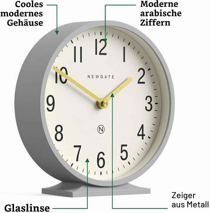 NEWGATE® Q Kaminsims Uhr | Moderne Klassische runde kaminuhr | Uhrwerk grau | Zeitgenössischer Stil