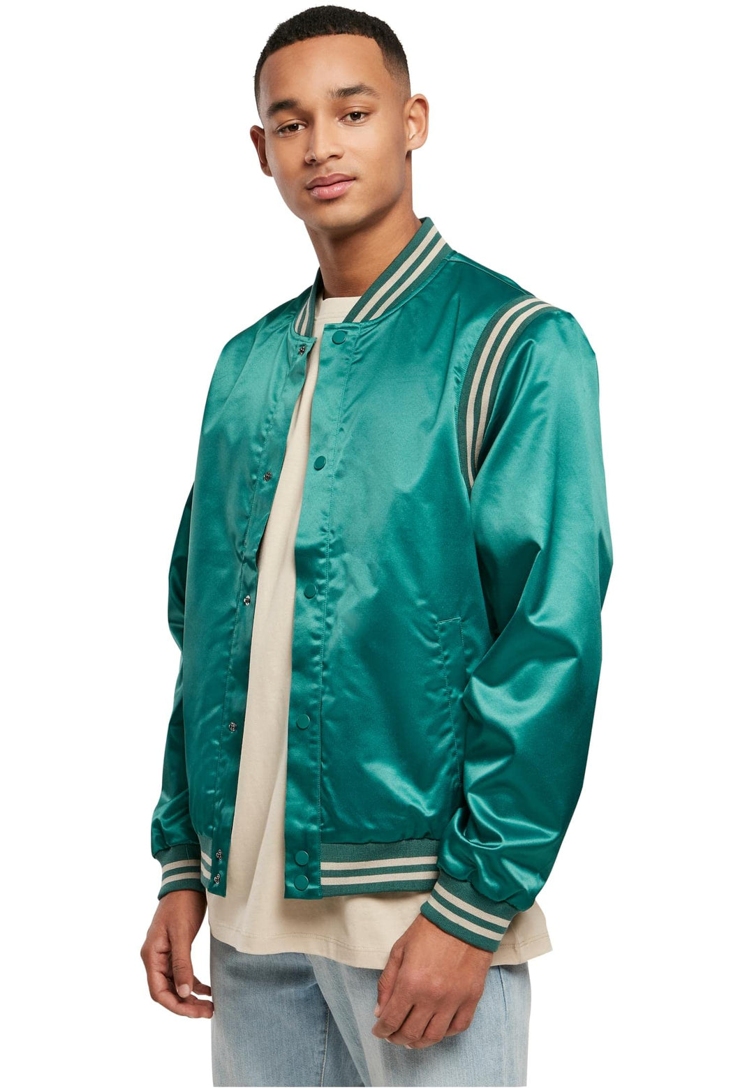 Urban Classics Herren Satin College Jacket L Grün, L Grün