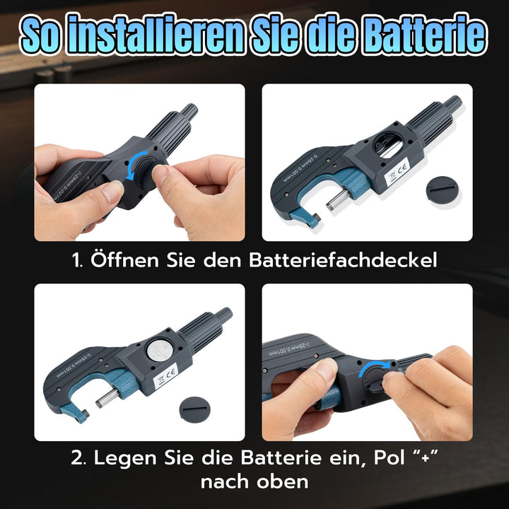 Digitales Mikrometer 0-25mm, LCD Bügelmessschraube Elektronische Aussendurchmesser Messschraube mit