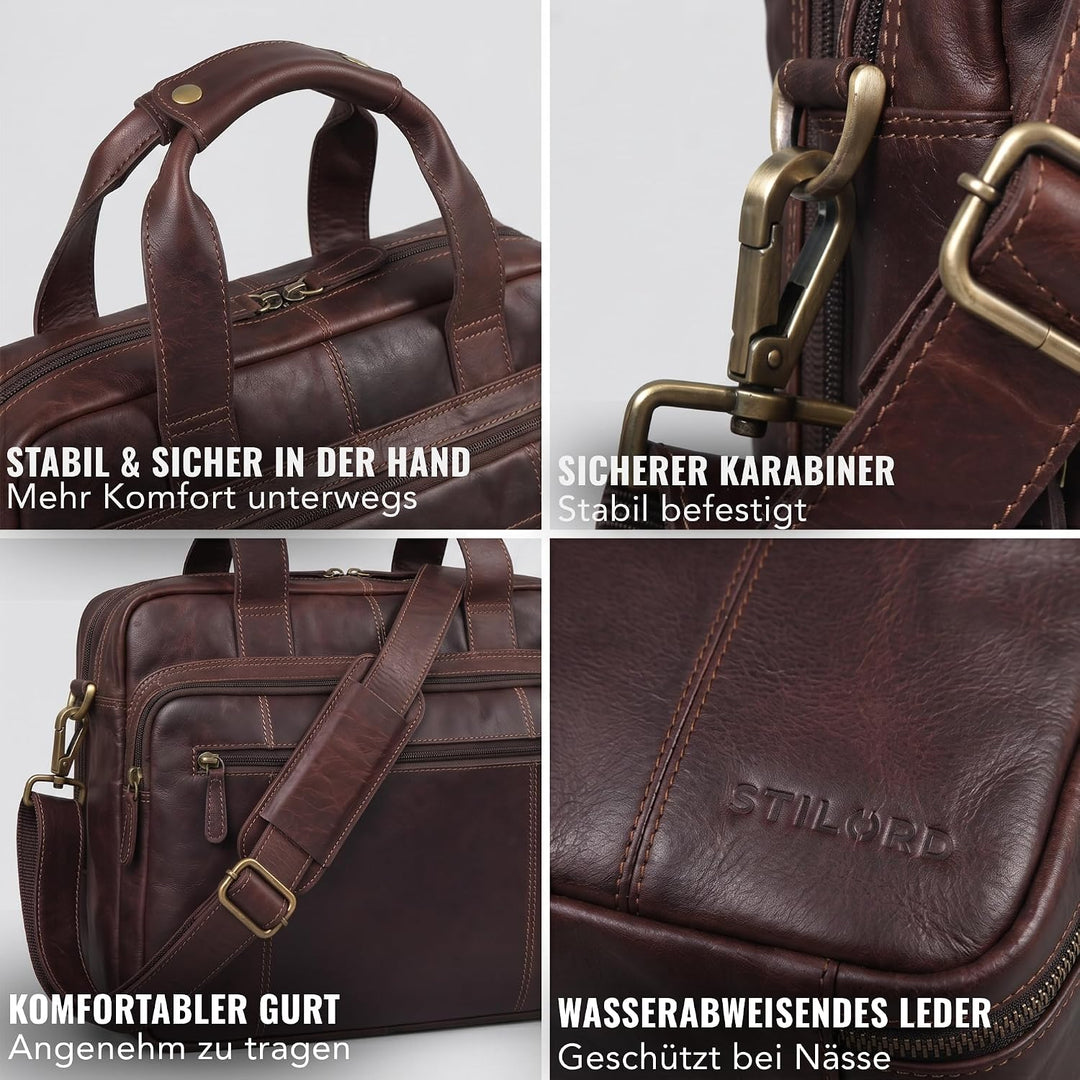 STILORD 'Experience' Vintage Lehrertasche Leder gross für Herren Damen XL Aktentasche Business Schul