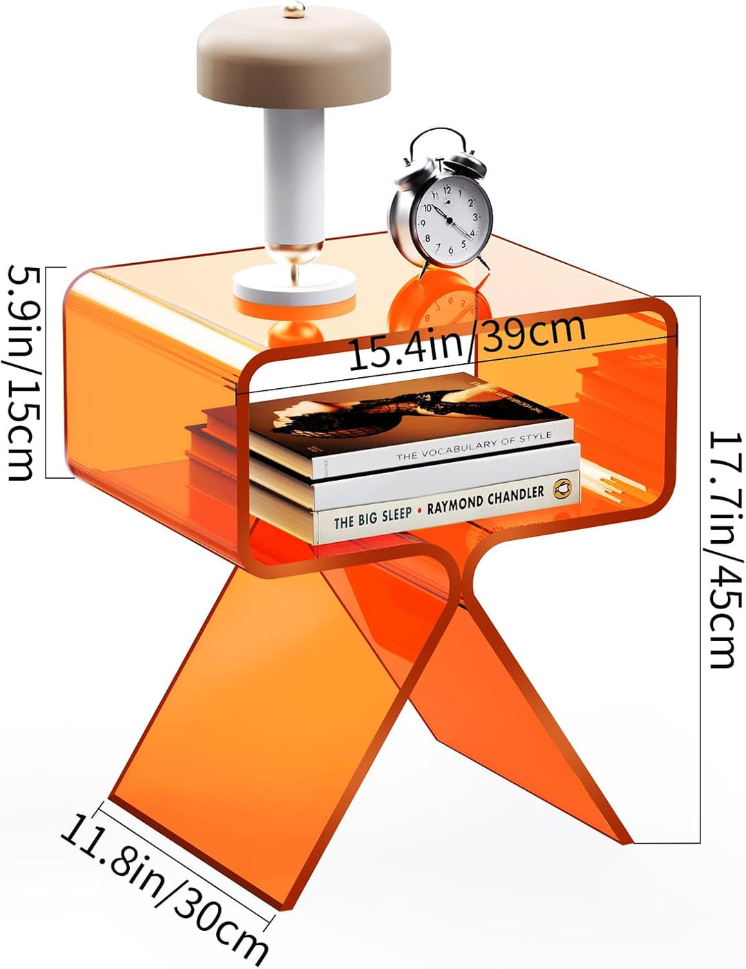 solaround Acryl Nachttisch Beistelltisch Modernes Design Clear Home Decor Display Endtisch (Orange),