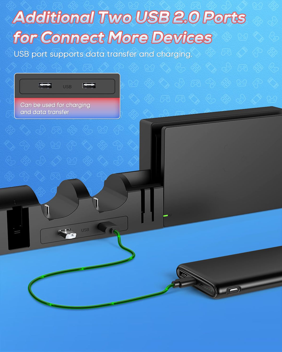 FASTSNAIL Ladestation Kompatibel mit Nintendo Switch&Switch OLED für Joy Cons， Controller Ladestatio