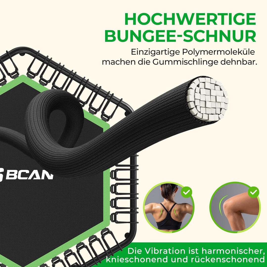 BCAN 250KG Mini-Trampolin, Ø 123CM Fitness-Trampolin mit Bungees, 3-Fach Verstellbarer Schaumstoffgr