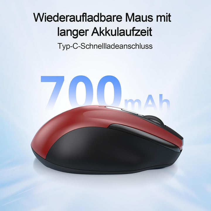 TECKNET Bluetooth Maus mit Jiggler, Wiederaufladbare Maus Kabellos für Laptops(DREI Modi: BT 5.0/3.0