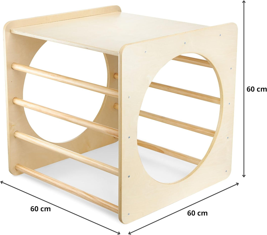 Mamabrum, Kletterwürfel aus Holz, Kindertunnel, Spielplatz, Form des Kletterwürfels, entwickelt moto
