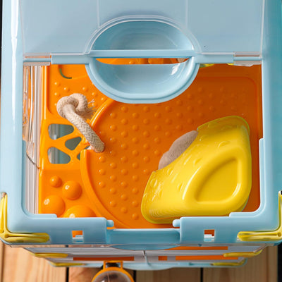 Käfig für Hamster, Roborowski, Käfig für Hamster, 27.7 * 20.5 * 42.5cm, 2 Etagen, mit Rad, Tränke, B