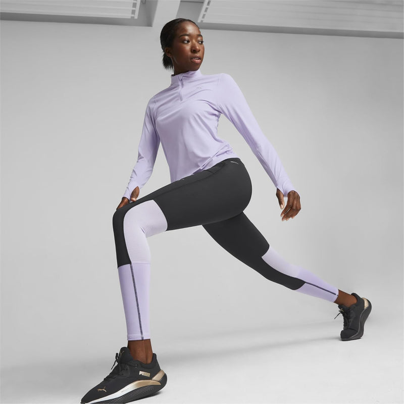 PUMA Run Favourite Damen Regular Rise Lange Laufleggings XS Black Vivid Violet Purple, XS Black Vivi