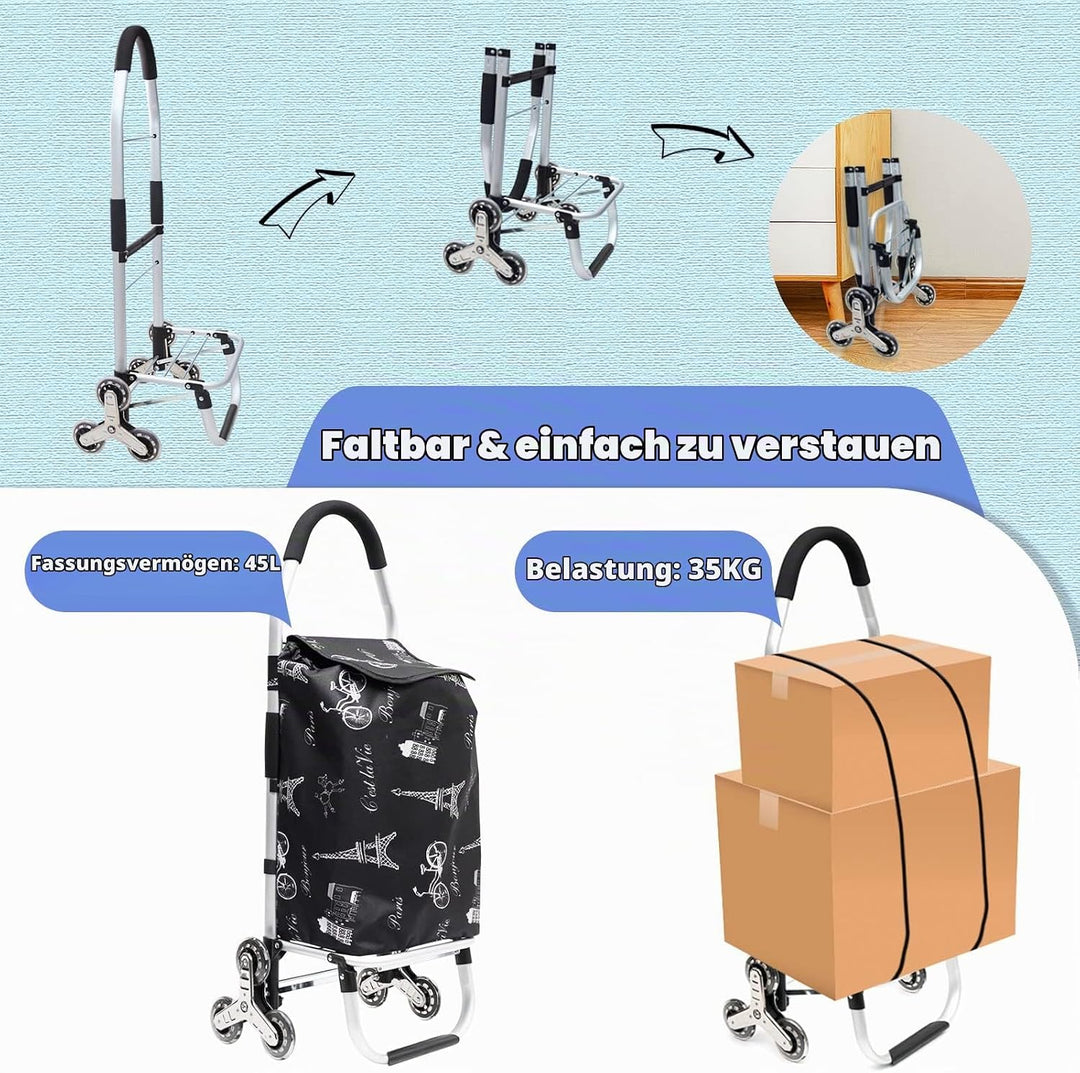 Einkaufswagen mit stabilem Aluminiumrahmen und Abnehmbarer wasserdichter Segeltuchtasche - Der ideal