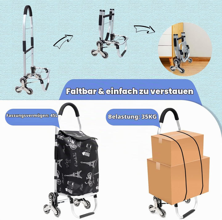 Einkaufswagen mit stabilem Aluminiumrahmen und Abnehmbarer wasserdichter Segeltuchtasche - Der ideal
