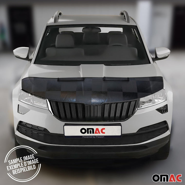 OMAC Haubenbra Steinschlagschutz Bonnet Bra kompatibel mit Dacia Logan 2012-2021 Kariert Halb Schwar