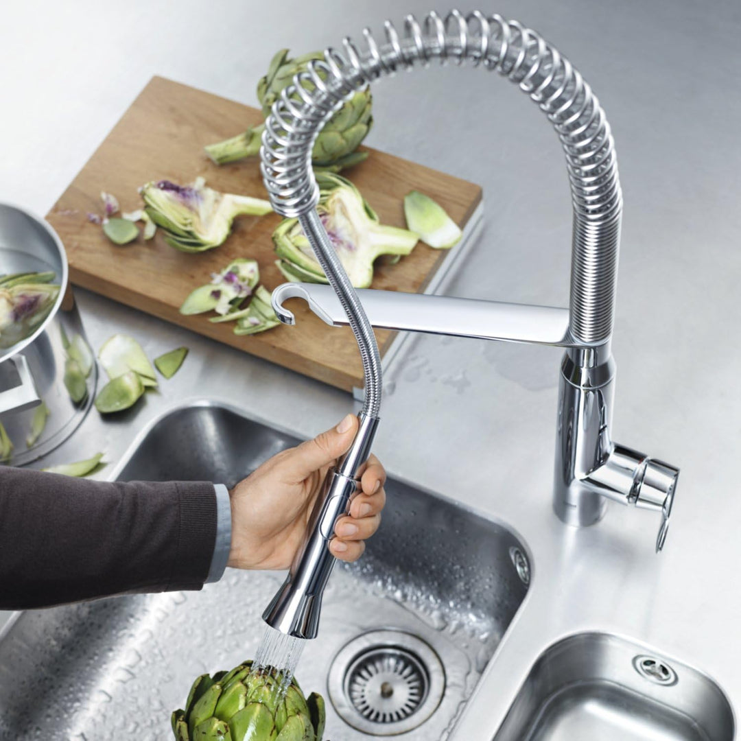 GROHE K7 Küchenarmatur (hoher Auslauf, Profibrause) 32950000 Chrom Chrom Rundes Design, Chrom Chrom