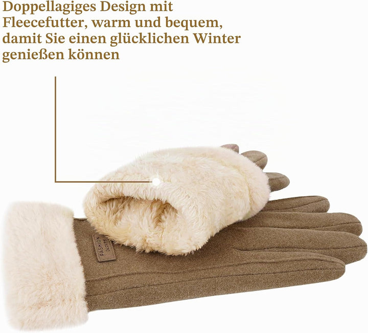 Damen Winter Warm Touchscreen Handschuhe mit Fleece Gefütterte Strick winterhandschuhe für Kaltes We