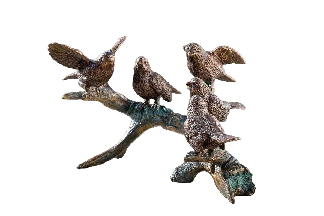 IDYL Bronze-Skulptur Vogel auf AST | 19x19x29 cm | Tierfigur aus Bronze handgefertigt | Gartenskulpt