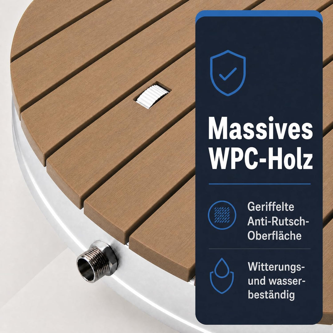 @tec Gartendusche Aussendusche aus WPC, Mobile Bodendusche Campingdusche, Sauna- & Pool-Dusche mit B