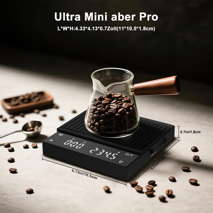 Diyife Wiederaufladbare Mini Kaffeewaage mit Timer, Tragbare Coffee Scale, Home Espresso Waage, Präz
