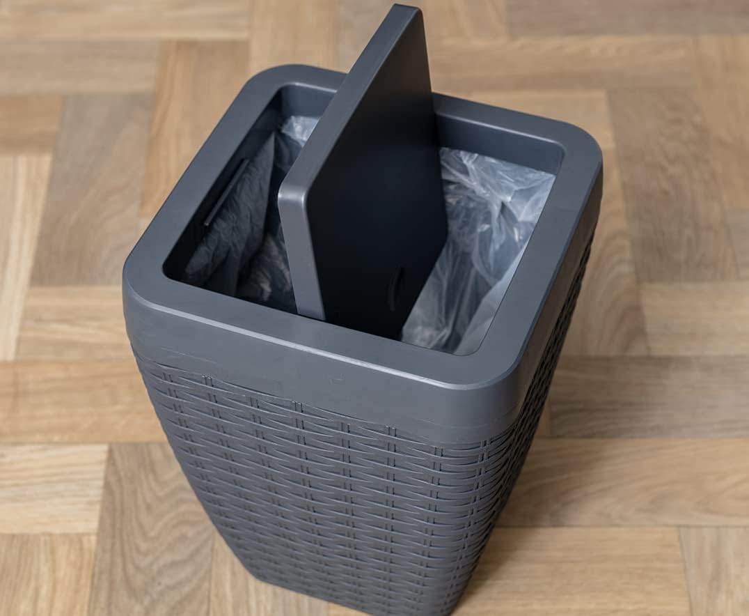 Addis, Rattan-Kunststoff, anthrazit, Bin & Toilet Set Bin & Toilet Set Anthrazit, Bin & Toilet Set A