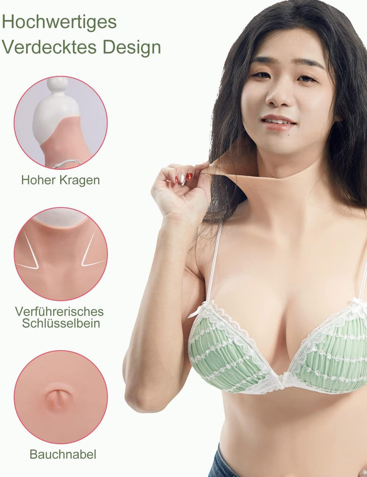 Peikey Silikon Brüste, [Halbe Körperabdeckung] Künstliche Brüste mit Geeignete BH, Realistisch Silik