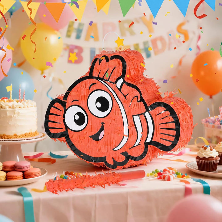 Nemo Pinatas Set mit Augenbinde und Fledermaus (41,5 x 32,6 x 10,2 cm), perfekt für Kindergeburtstag
