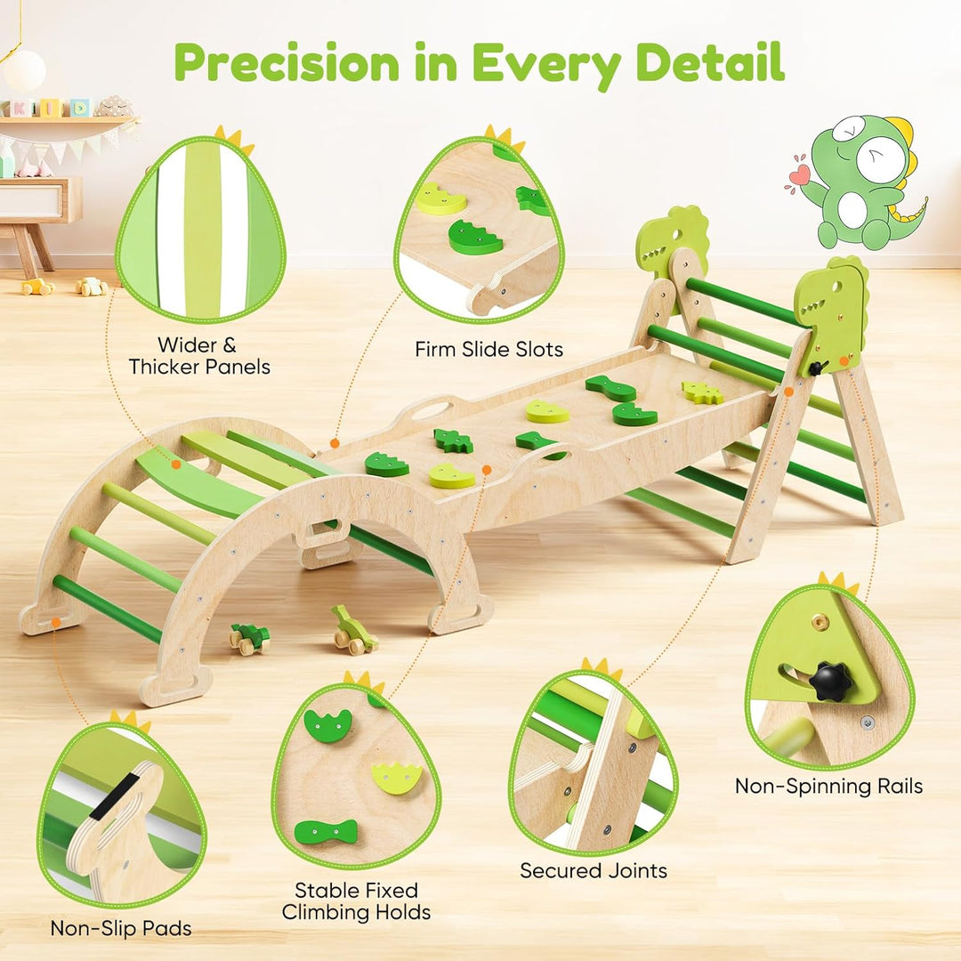 Klettergerüst Indoor,9-in-1 Montessori Indoor Spielset,Stabiles Birkenholz Klettergerüst mit Rutsche