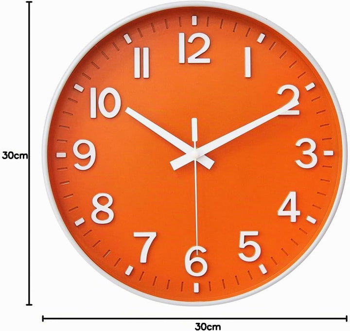 HZDHCLH Funkuhr 30 cm Grosses Ziffernblatt Wanduhr Geräuschlos,Geeignet für Schule, Zuhause, Wanddek