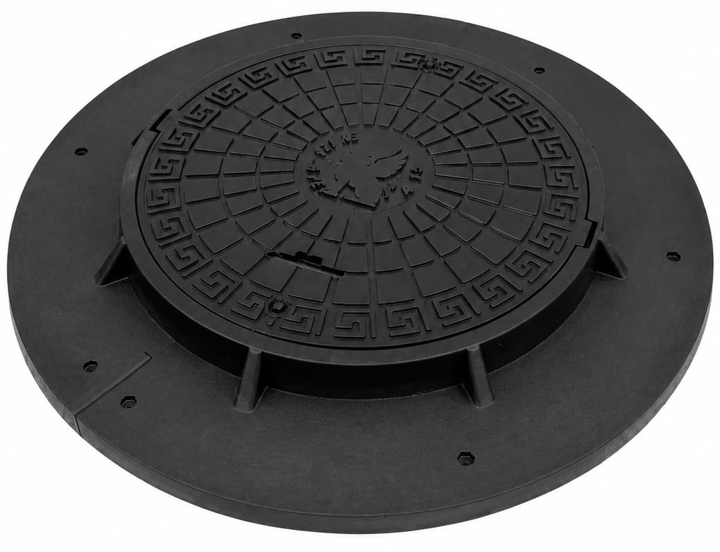 BABYLONPLAST Schachtabdeckung Ø 1100 mm, Schachtdeckel DN1100/600, 10 kN - Hochbelastbarer Kunststof