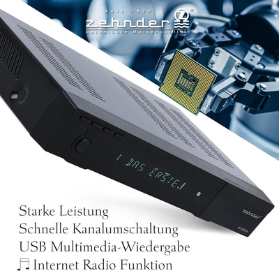 ZEHNDER HX-2500 4K Sat Receiver mit Aufnahmefunktion und HDMI, IPTV Receiver, UHD, Alphanumerisches