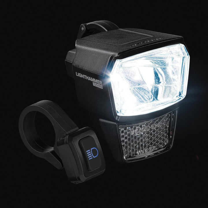 TRELOCK LS 940-HB Lighthammer 150 Lux E-Bike 12V Fahrradlicht – Inklusive Fernlicht-Schalter und Len