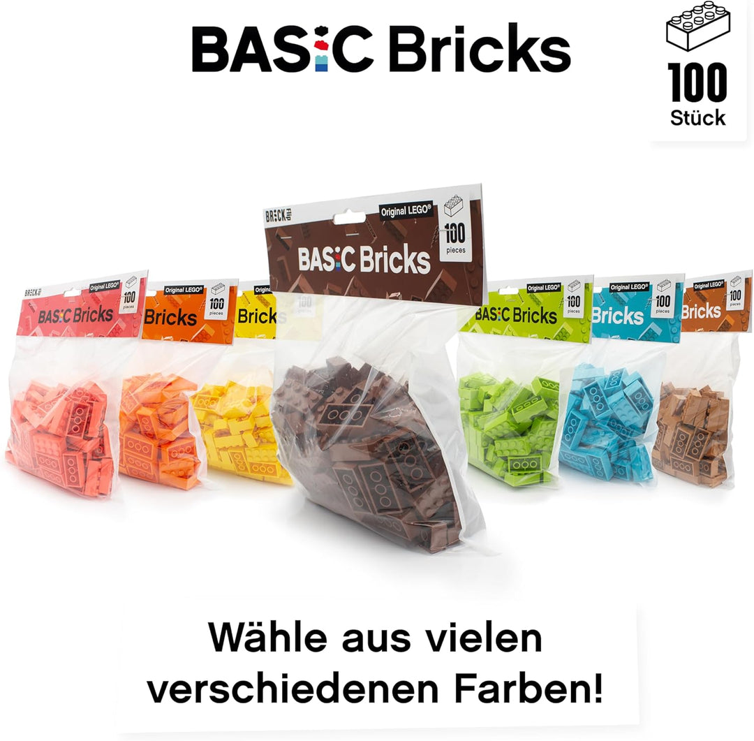 Lego Steine Classic, Rotbraun (Braun), 2x4 Bausteine, 100 Stück - Einzelteile Starterset oder Erweit