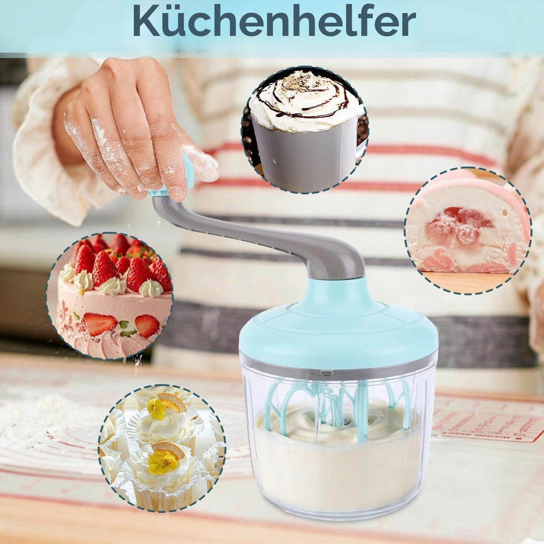 Handmixer für Sahne, Handkurbel Mixer Eierschläger Separator Kunststoff Handmixer Pusher Vielseitige