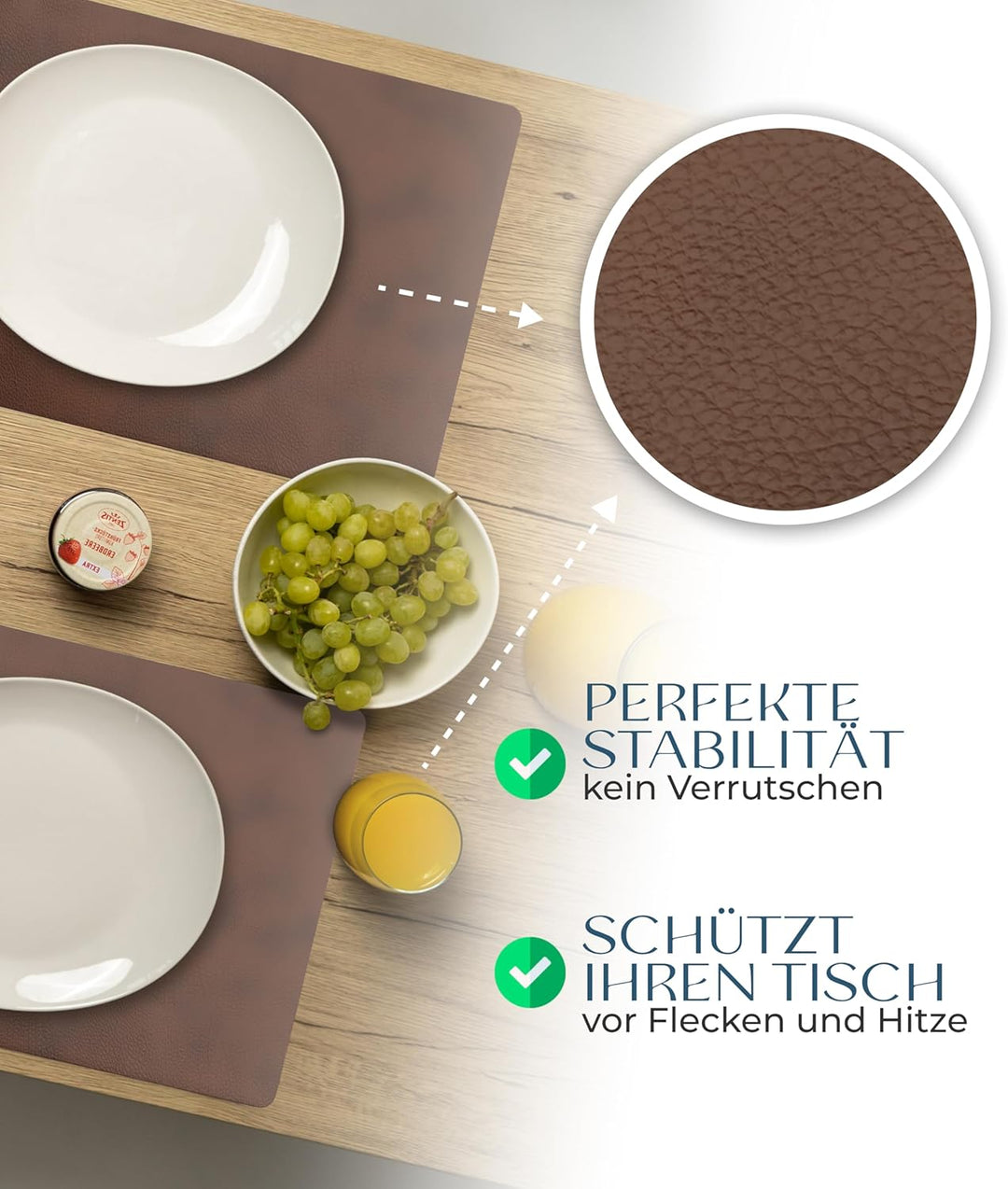 Lederfabrik Garnier® Platzsets und Untersetzer 4er Set, abwaschbar, echtes recyceltes Leder, Tischse