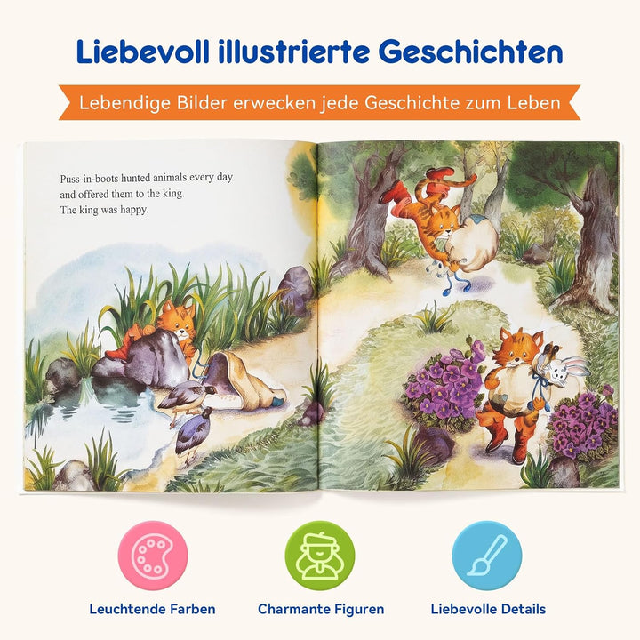 10 interaktive englische Geschichtenbücher für Lernstift, Kinderbücher ab 2–5 Jahren, Vorlesebücher,