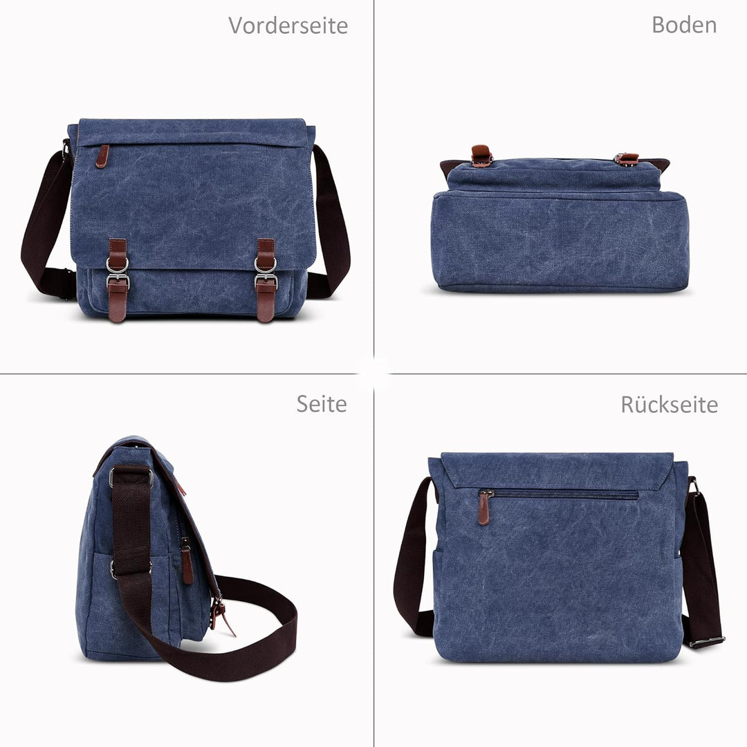 DORRISO Herren Umhängetasche Mode Schultertasche Leinwand Schultertaschen für 13.3 Zoll Laptop Kurie