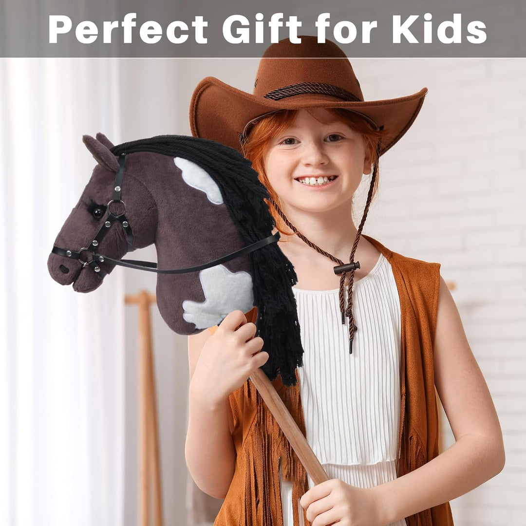 BEJOY Steckenpferd Spielzeug Pferd, Hobby Horse Holzpferd Plüschpferd zum Reiten für Kinder mit Half