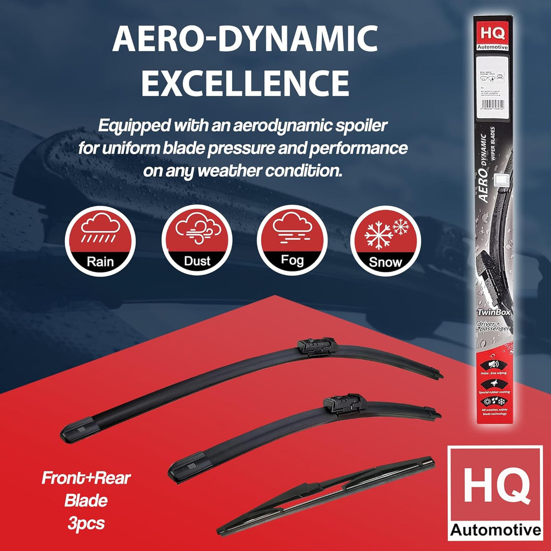 Aero AD61-623|HQ12D Scheibenwischerblätter für Front- und Heckscheibe