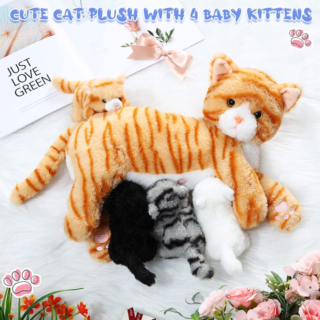 Skylety Pflegendes Katze Stofftier Mit Plüsch Kätzchen Kuscheltier Plushie Kätzchen Mama Katze Plues