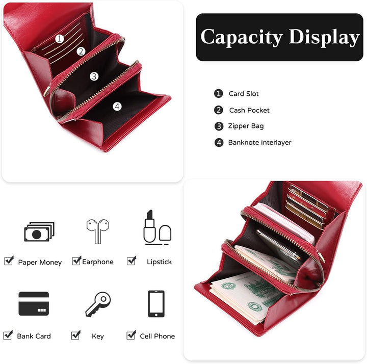 PORRASSO Handy Umhängetasche Damen Mode Handytasche mit RFID Schutz Mädchen Schultertasche PU Wasser