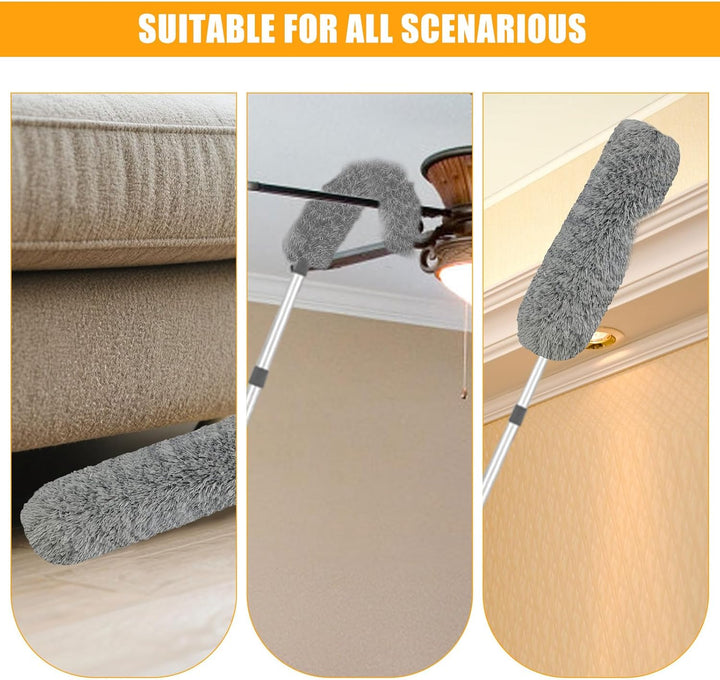 Staubwedel Teleskop 6m, Reinigungsset für Staubwedel mit Teleskopierbarer Verlängerungsstange 1,5 bi