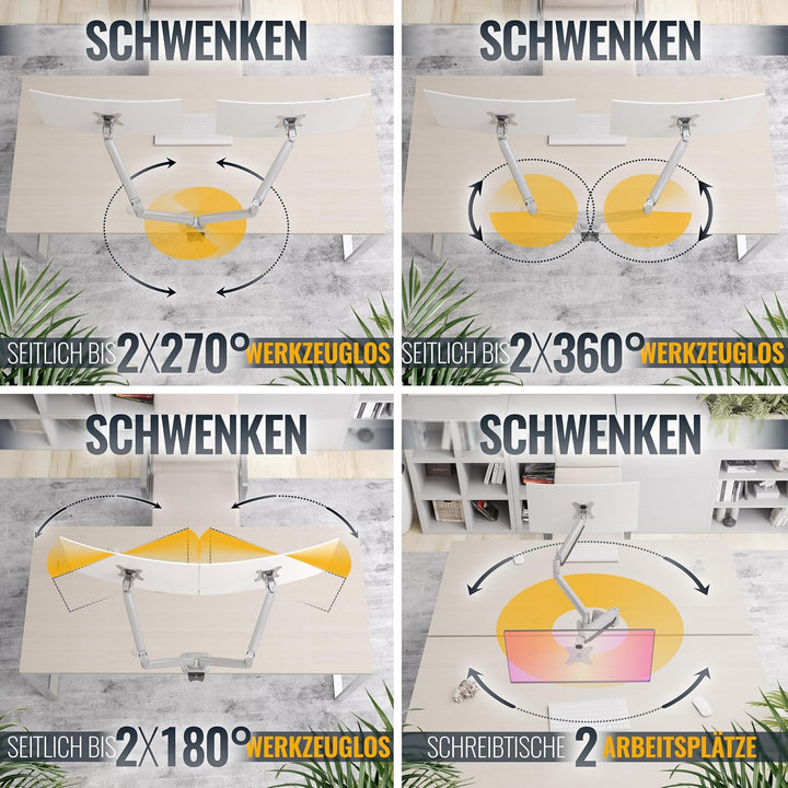 RICOO Monitor Halterung Tisch Gasdruckfeder für 15-27 Zoll, VESA Tischhalterung, Monitorarm TS9811,