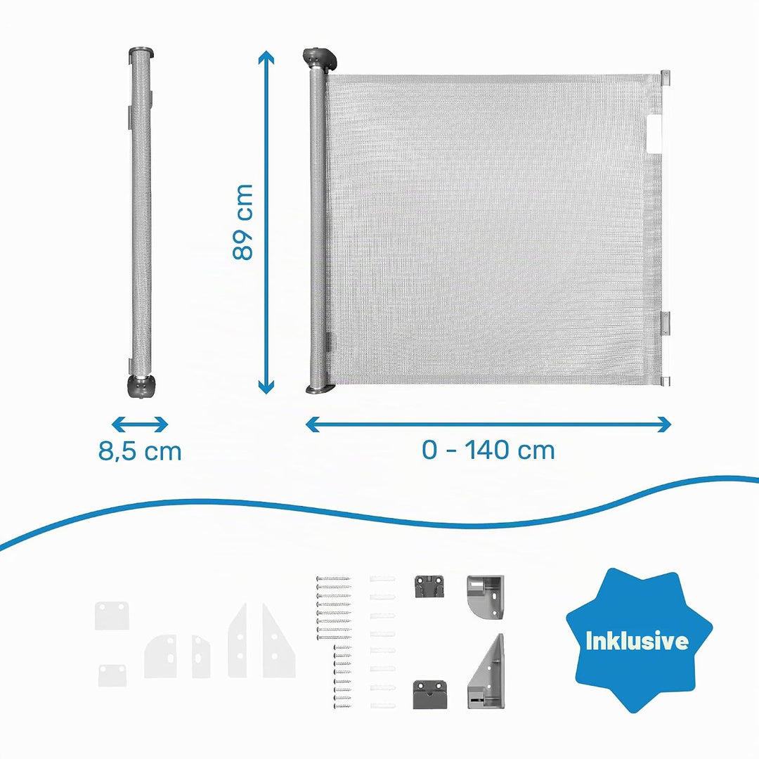 Badabulle Safe & Roll Türschutzgitter und Treppenschutzgitter zum ausziehen - bis 140cm, barrierefre