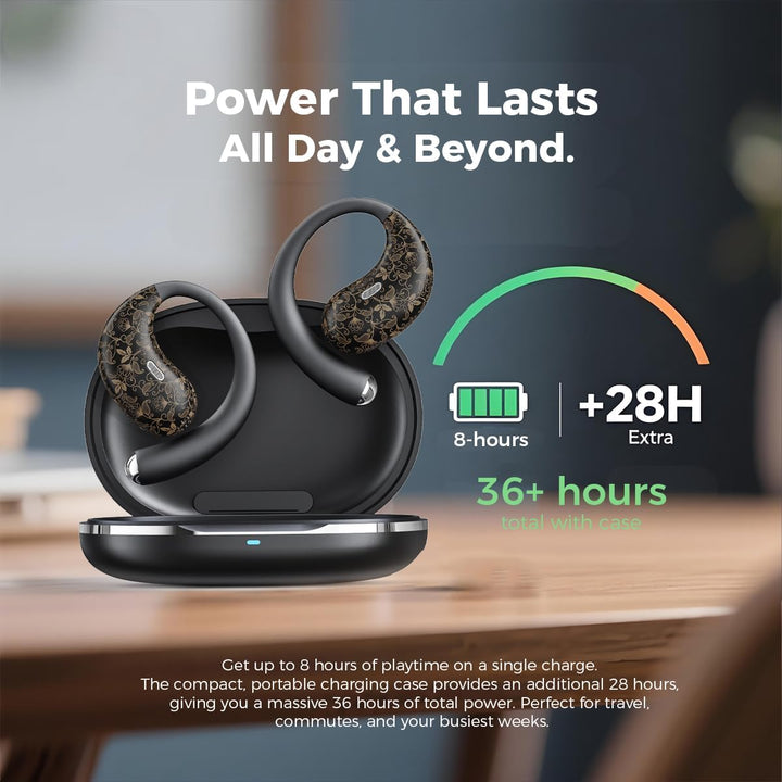 Sport Kopfhörer Open Ear, 36 Stunden Wiedergabezeit Bluetooth 6.0 Kabellos, Fitness Kopfhörer mit Mi